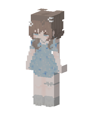 Blue Dress Girl skin, 3D preview