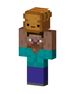 Bread Head Steve skin, 3D preview