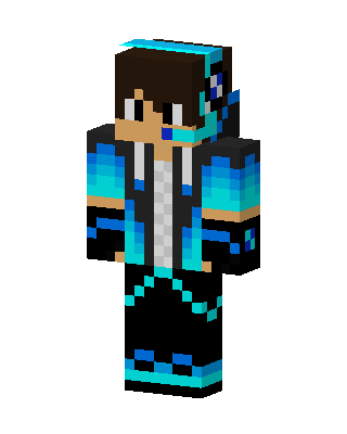 Cyan Flame Hoodie skin, 3D preview