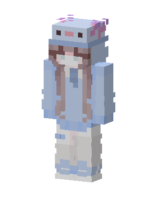 Axolotl Hoodie Girl skin, 3D preview