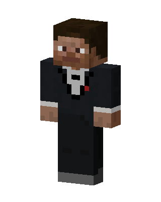 Tuxedo Steve skin, 3D preview