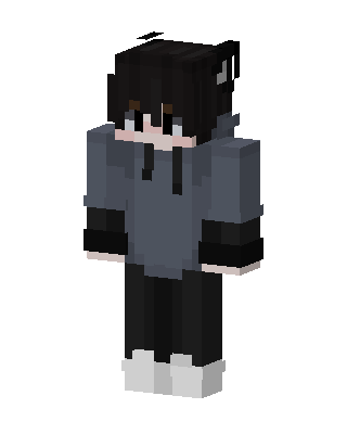 Gray Hoodie Boy skin, 3D preview