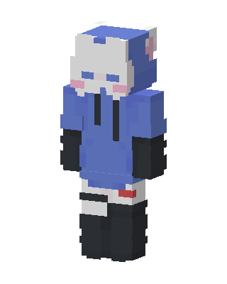 Blue Hoodie Catgirl skin, 3D preview