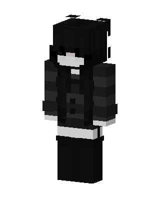 Monochrome Hoodie Girl skin, 3D preview