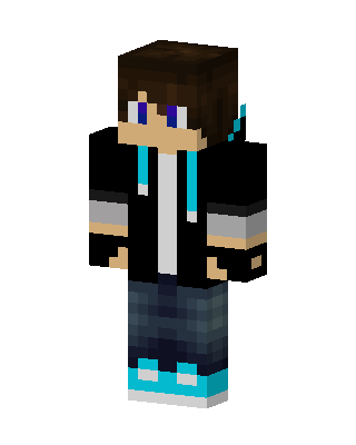 Cyan Hoodie Boy skin, 3D preview