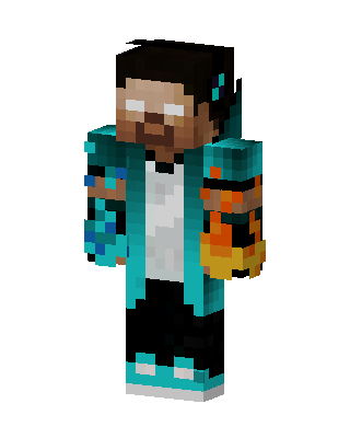 Herobrine Fire Jacket skin, 3D preview