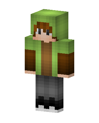 Green Hoodie Boy skin, 3D preview
