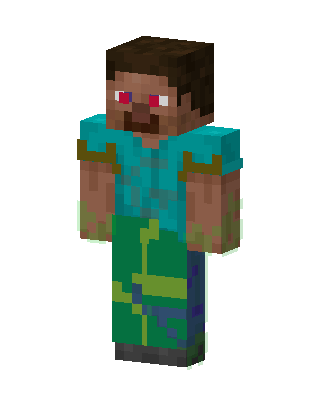 Zombie Steve skin, 3D preview