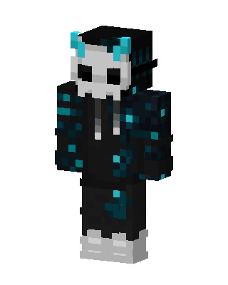 Cyan Skull Hoodie skin, 3D preview