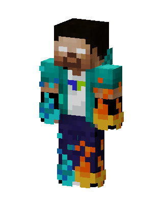 Fire Ice Herobrine skin, 3D preview