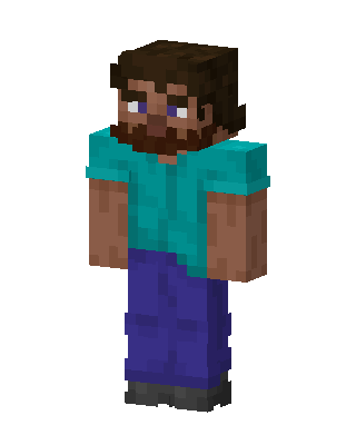 Bearded Steve skin, 3D preview