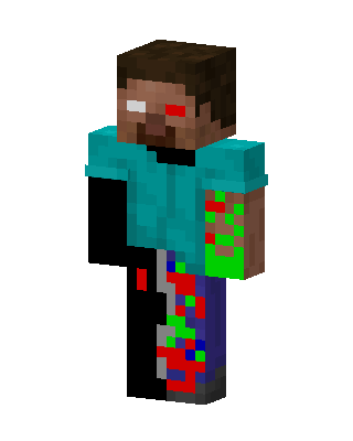 Glitched Steve skin, 3D preview