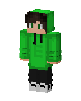 Green Hoodie Boy skin, 3D preview