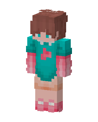 Teal Heart Pinafore skin, 3D preview