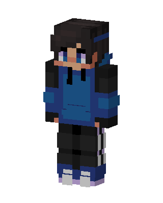 Blue Hoodie Boy skin, 3D preview