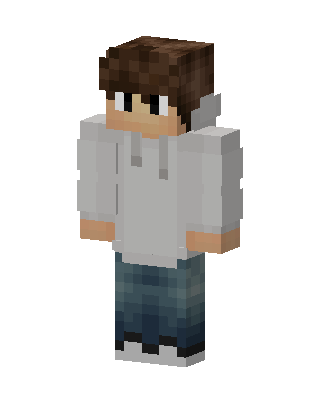 Gray Hoodie Boy skin, 3D preview