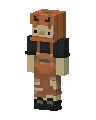 Pumpkin Overalls skin, 3D preview