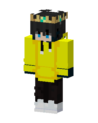 Yellow Crowned Hoodie Boy skin, 3D preview