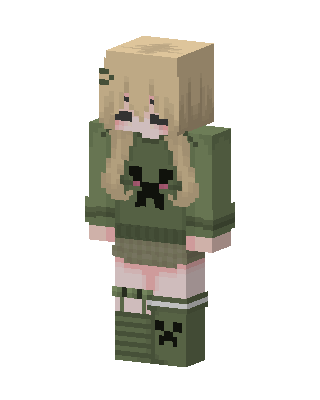 Green Anime Girl skin, 3D preview