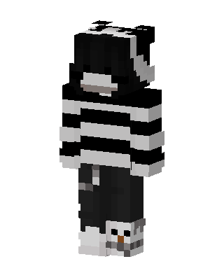 Striped Panda Hoodie skin, 3D preview