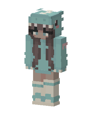 Teal Dino Hoodie skin, 3D preview