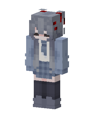 Gray Hoodie Girl skin, 3D preview