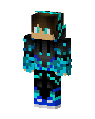 Cyan Flame Hoodie skin, 3D preview