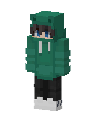 Teal Hoodie Boy skin, 3D preview