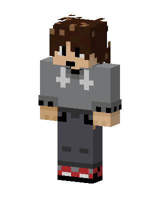 Gray Hoodie Boy skin, 3D preview
