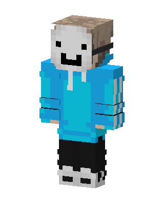 Blue Masked Hoodie Boy skin, 3D preview