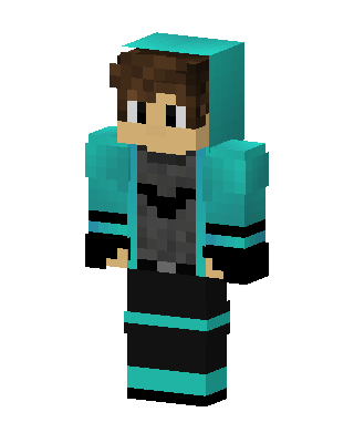Teal Hoodie Boy skin, 3D preview