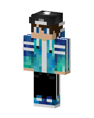 Blue Hoodie Boy skin, 3D preview