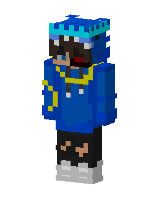 Blue Dino Hoodie skin, 3D preview