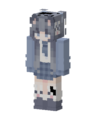 Gray Hoodie Girl skin, 3D preview