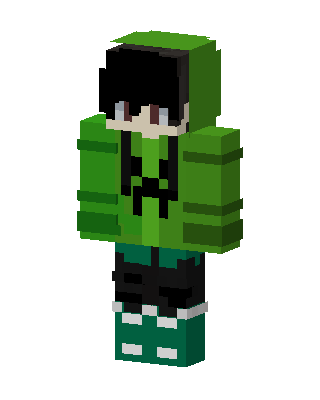 Green Hoodie Boy skin, 3D preview