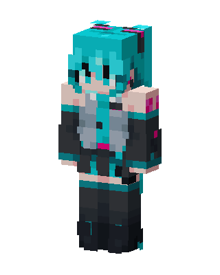 Teal Headphone Anime Girl skin, 3D preview