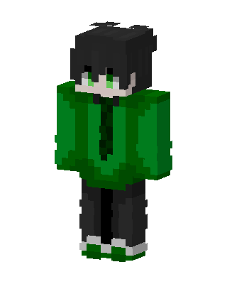 Green Hoodie Boy skin, 3D preview