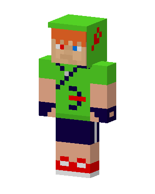 Green Hoodie Boy skin, 3D preview