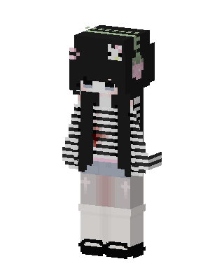 Striped Goth Girl skin, 3D preview
