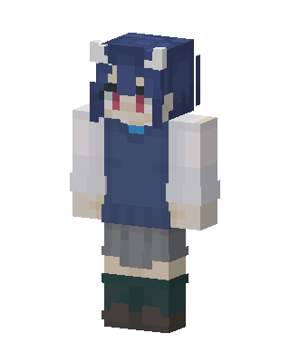 Blue Horned Schoolgirl skin, 3D preview