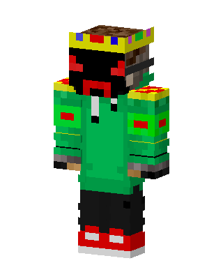 Green Crowned Gamer Boy skin, 3D preview