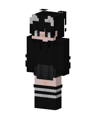Goth Cat Girl skin, 3D preview
