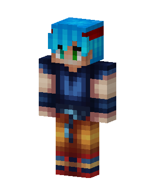 Blue Haired Adventurer skin, 3D preview