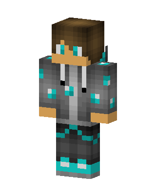 Teal Hoodie Boy skin, 3D preview