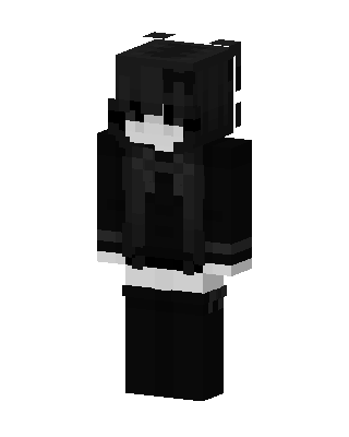 Monochrome Hoodie Girl skin, 3D preview