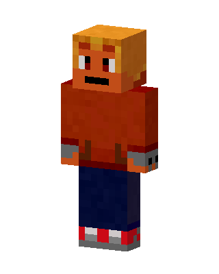 Orange Hoodie Kid skin, 3D preview