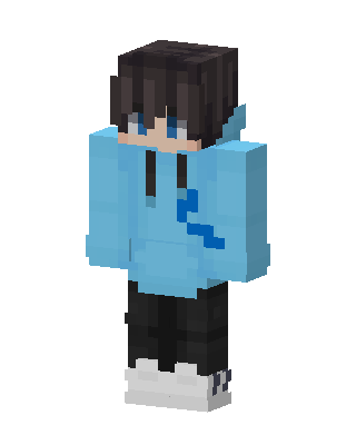 Blue Hoodie Boy skin, 3D preview