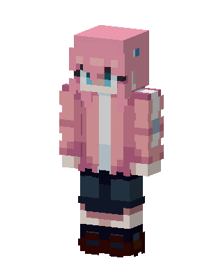 Pink Hoodie Girl skin, 3D preview