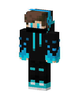 Cyan Flame Hoodie skin, 3D preview