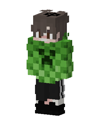 Creeper Hoodie Boy skin, 3D preview